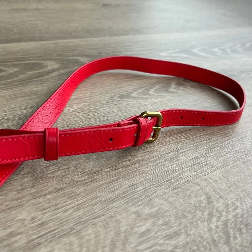 J.Crew Oslo Soft Leather Crossbody Bag Adjustable Strap Holiday Red